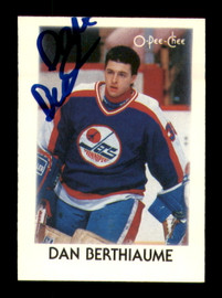 Dan Berthiaume Autographed 1987-88 O-Pee-Chee Minis Rookie Card #3 Winnipeg Jets SKU #251745