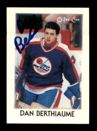 Dan Berthiaume Autographed 1987-88 O-Pee-Chee Minis Rookie Card #3 Winnipeg Jets SKU #251749