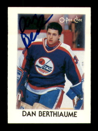 Dan Berthiaume Autographed 1987-88 O-Pee-Chee Minis Rookie Card #3 Winnipeg Jets SKU #251750