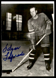 Edgar Laprade Autographed 3.5x5 Photo New York Rangers SKU #252079