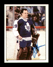 Mike Palmateer Autographed 1983-84 Topps Stickers Card #39 Toronto Maple Leafs SKU #251480