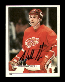 Willie Huber Autographed 1983-84 Topps Stickers Card #139 Detroit Red Wings SKU #251507