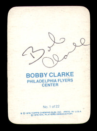 Bobby Clarke Autographed 1976-77 Topps Glossy Card #1 Philadelphia Flyers (Signed on Back) SKU #251654