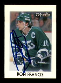 Ron Francis Autographed 1987-88 O-Pee-Chee Minis Card #10 Hartford Whalers SKU #251731