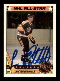 Luc Robitaille Autographed 1987-88 Topps Stickers Card #12 Los Angeles Kings SKU #251592