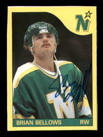 Brian Bellows Autographed 1985-86 Topps Box Bottoms Card #A Minnesota North Stars SKU #251609