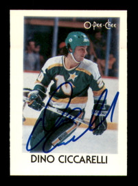 Dino Ciccarelli Autographed 1987-88 O-Pee-Chee Minis Card #7 Minnesota North Stars SKU #251735