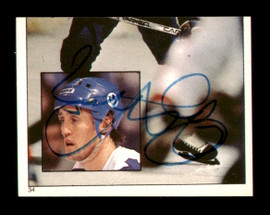 Borje Salming Autographed 1983-84 Topps Stickers Card #34 Toronto Maple Leafs SKU #251479
