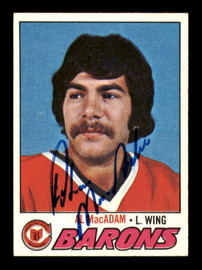 Al MacAdam Autographed 1977-78 Topps Card #149 Cleveland Barons (Error Bernie Wolfe Pictured) SKU #251367