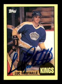 Luc Robitaille Autographed 1987-88 Topps Box Bottoms Card #D Los Angeles Kings SKU #251612