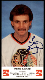 Denis Savard Autographed 3.5x6.5 Photo Chicago Blackhawks SKU #252050