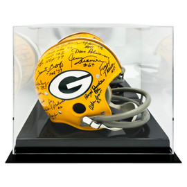 Single Acrylic Full Size Football Helmet Display Case - Black Base With Mirror Back Stock #251002 Single Acrylic Full Size Football Helmet Display Case - Black Base With Mirror Back Stock #251002