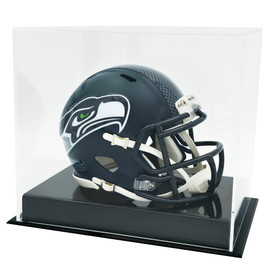 Single Acrylic Mini Football Helmet Display Case - Black Base Stock #251003
