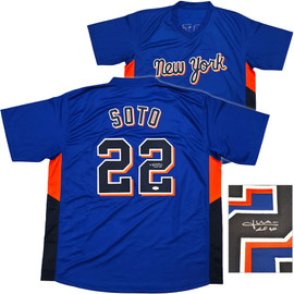 New York Mets Juan Soto Autographed Blue Jersey JSA Stock #252353 New York Mets Juan Soto Autographed Blue Jersey JSA Stock #252353