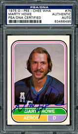 Marty Howe Autographed 1975-76 O-Pee-Chee WHA Rookie Card #75 Houston Aeros PSA/DNA #83466495