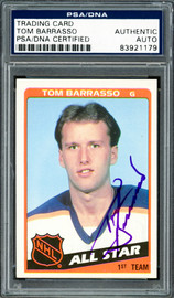 Tom Barrasso Autographed 1984-85 O-Pee-Chee Rookie Card #212 Buffalo Sabres PSA/DNA #83921179