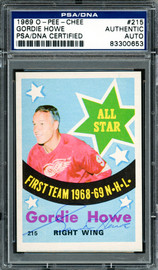 Gordie Howe Autographed 1969-70 O-Pee-Chee Card #215 Detroit Red Wings PSA/DNA #83300653