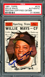 Willie Mays Autographed 1961 Topps Card #579 San Francisco Giants PSA/DNA #31183660 Willie Mays Autographed 1961 Topps Card #579 San Francisco Giants PSA/DNA #31183660