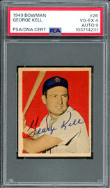George Kell Autographed 1949 Bowman Rookie Card #26 Detroit Tigers PSA 4 Auto Grade Mint 9 PSA/DNA #103714231 George Kell Autographed 1949 Bowman Rookie Card #26 Detroit Tigers PSA 4 Auto Grade Mint 9 PSA/DNA #103714231