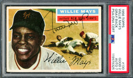 Willie Mays Autographed 1956 Topps Card #130 New York Giants PSA 2 Auto Grade 7 PSA/DNA #119979325 Willie Mays Autographed 1956 Topps Card #130 New York Giants PSA 2 Auto Grade 7 PSA/DNA #119979325