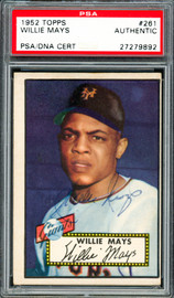Willie Mays Autographed 1952 Topps Rookie Card #261 New York Giants Vintage Rookie Signature PSA/DNA #27279892 Willie Mays Autographed 1952 Topps Rookie Card #261 New York Giants Vintage Rookie Signature PSA/DNA #27279892