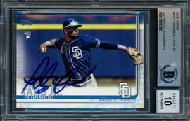 Fernando Tatis Jr. Autographed 2019 Topps Rookie Card #410 San Diego Padres Auto Grade Gem Mint 10 Beckett BAS Stock #253240 Fernando Tatis Jr. Autographed 2019 Topps Rookie Card #410 San Diego Padres Auto Grade Gem Mint 10 Beckett BAS Stock #253240