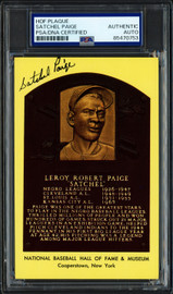 Satchel Paige Autographed Hall of Fame HOF Plaque Postcard Negro Leagues PSA/DNA #85470753 Satchel Paige Autographed Hall of Fame HOF Plaque Postcard Negro Leagues PSA/DNA #85470753