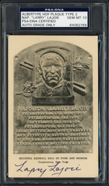 "Larry" Napoleon Lajoie Autographed Albertype Hall of Fame HOF Plaque Postcard Cleveland Indians Auto Grade Gem Mint 10 PSA/DNA #84082769 "Larry" Napoleon Lajoie Autographed Albertype Hall of Fame HOF Plaque Postcard Cleveland Indians Auto Grade Gem Mint 10 PSA/DNA #84082769