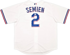 Texas Rangers Marcus Semien Autographed White Nike Jersey Size XL "23 WS Champs" Beckett BAS Witness Stock #252434