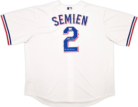 Texas Rangers Marcus Semien Autographed White Nike Jersey Size XXL "23 WS Champs" Beckett BAS Witness Stock #252435 Texas Rangers Marcus Semien Autographed White Nike Jersey Size XXL "23 WS Champs" Beckett BAS Witness Stock #252435