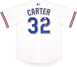 Texas Rangers Evan Carter Autographed White Nike Jersey Size M "23 WS Champs" Beckett BAS Witness Stock #252436 Texas Rangers Evan Carter Autographed White Nike Jersey Size M "23 WS Champs" Beckett BAS Witness Stock #252436