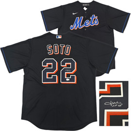 New York Mets Juan Soto Autographed Black Nike Jersey Size XL Beckett BAS QR Stock #252777 New York Mets Juan Soto Autographed Black Nike Jersey Size XL Beckett BAS QR Stock #252777