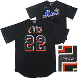 New York Mets Juan Soto Autographed Black Nike Jersey Size L Beckett BAS QR Stock #252776 New York Mets Juan Soto Autographed Black Nike Jersey Size L Beckett BAS QR Stock #252776