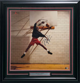 Michael Jordan Autographed Framed Nike Air Dunking 24x24 Poster Photo Chicago Bulls PSA/DNA & Beckett BAS #AE16681 Michael Jordan Autographed Framed Nike Air Dunking 24x24 Poster Photo Chicago Bulls PSA/DNA & Beckett BAS #AE16681