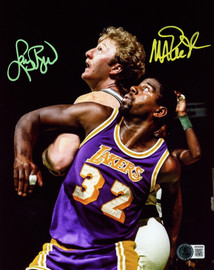 Larry Bird & Magic Johnson Autographed 8x10 Photo Boston Celtics & Los Angeles Lakers Spotlight Beckett BAS Witness Stock #253571 Larry Bird & Magic Johnson Autographed 8x10 Photo Boston Celtics & Los Angeles Lakers Spotlight Beckett BAS Witness Stock #253571