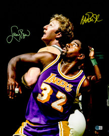 Larry Bird & Magic Johnson Autographed 16x20 Photo Boston Celtics & Los Angeles Lakers Spotlight Beckett BAS Witness Stock #253573 Larry Bird & Magic Johnson Autographed 16x20 Photo Boston Celtics & Los Angeles Lakers Spotlight Beckett BAS Witness Stock #253573