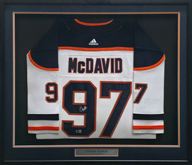 Edmonton Oilers Connor McDavid Autographed Framed White Adidas Jersey Beckett BAS QR #AE02767 Edmonton Oilers Connor McDavid Autographed Framed White Adidas Jersey Beckett BAS QR #AE02767