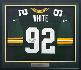 Green Bay Packers Reggie White Autographed Framed Green Nike Jersey Beckett BAS #AE19732 Green Bay Packers Reggie White Autographed Framed Green Nike Jersey Beckett BAS #AE19732