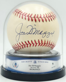 Joe DiMaggio Autographed Official AL Baseball New York Yankees Auto Grade Mint 9 Beckett BAS #18630423 Joe DiMaggio Autographed Official AL Baseball New York Yankees Auto Grade Mint 9 Beckett BAS #18630423