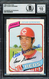 Cesar Geronimo Autographed 1980 O Pee Chee Card #247 Cincinnati Reds Auto Grade Gem Mint 10 Beckett BAS #18629839