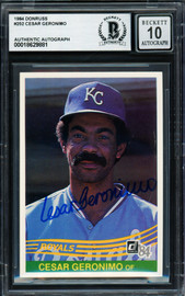 Cesar Geronimo Autographed 1984 Donruss Card #252 Kansas City Royals Auto Grade Gem Mint 10 Beckett BAS #18629881