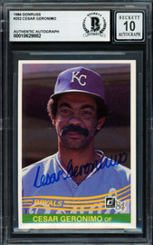 Cesar Geronimo Autographed 1984 Donruss Card #252 Kansas City Royals Auto Grade Gem Mint 10 Beckett BAS #18629882