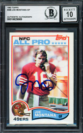Joe Montana Autographed 1982 Topps Card #488 San Francisco 49ers Auto Grade Gem Mint 10 Beckett BAS #18629869