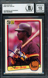 Tony Gwynn Autographed 1983 Donruss Rookie Card #598 San Diego Padres Auto Grade Gem Mint 10 Beckett BAS #18629549