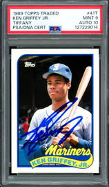 Ken Griffey Jr. Autographed 1989 Topps Traded Tiffany Rookie Card #41T Seattle Mariners PSA 9 Auto Grade Gem Mint 10 PSA/DNA #127229014