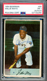 Willie Mays Autographed 1954 Bowman Card #89 New York Giants PSA 1 Auto Grade 6 Vintage 1950's Signature PSA/DNA #127132260