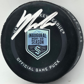 SALE!! Yanni Gourde Autographed Seattle Kraken 2021-22 Inaugural Season Logo Game Hockey Puck Seattle Kraken Fanatics Holo Stock #253915
