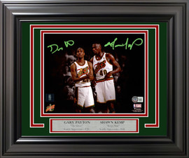 Gary Payton & Shawn Kemp Autographed Framed 8x10 Photo Seattle Supersonics Spotlight Beckett BAS QR Stock #254272
