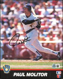 Paul Molitor Autographed 8x10 Photo Milwaukee Brewers Beckett BAS QR #BT66586