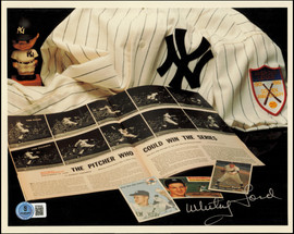Whitey Ford Autographed 8x10 Photo New York Yankees Beckett BAS QR #BT66598